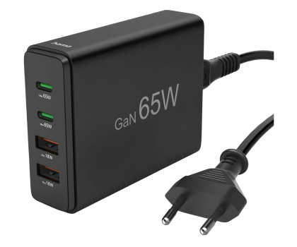 Ładowarka do smartfonów Hama Stacja ładująca o mocy 65W 2X USB-C 2X USB-A CZARNA